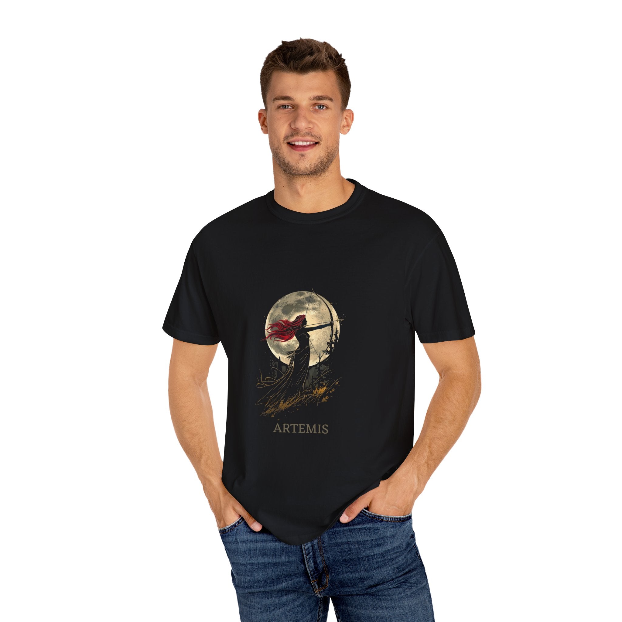 Artistic Unisex Garment-Dyed T-Shirt - 'Artemis' Design