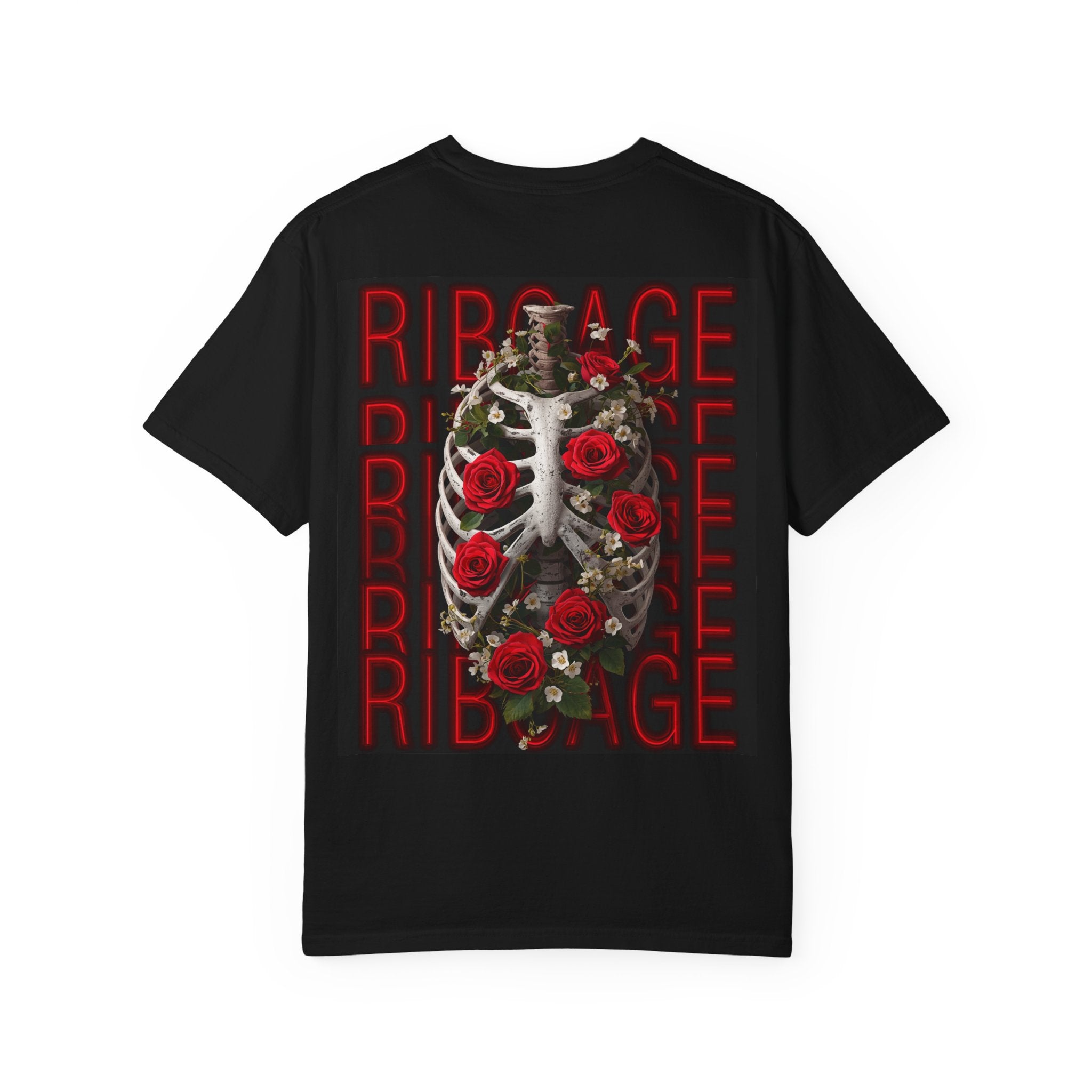 Ribcage Roses Graphic T-Shirt — Gothic Floral Skeleton Tee